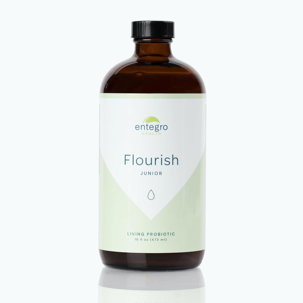 ENTEGRO Flourish Junior liquid bottle for kid-friendly probiotic use