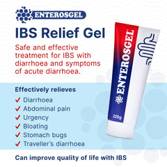 Enterosgel 225 g tube back label highlights usage details for safe handling.
