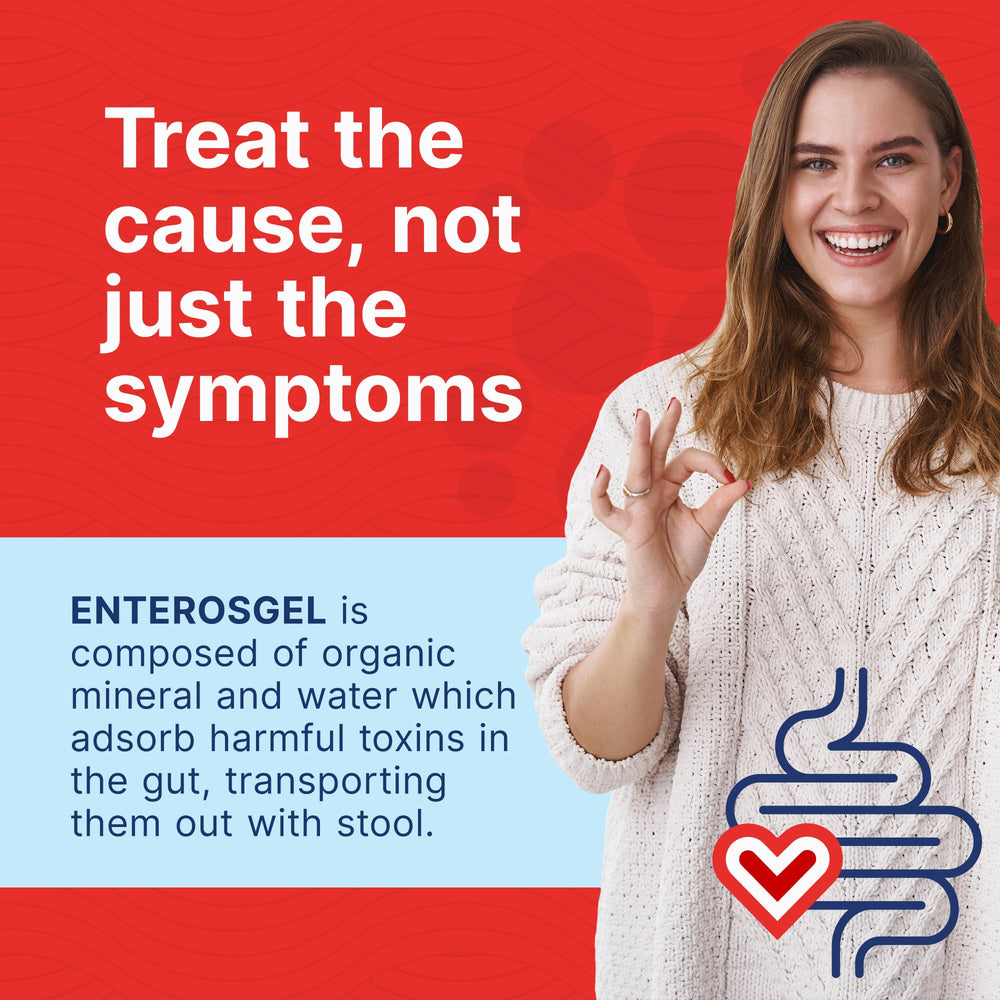 Enterosgel 225 g tube pour close-up illustrates easy dosing in use.