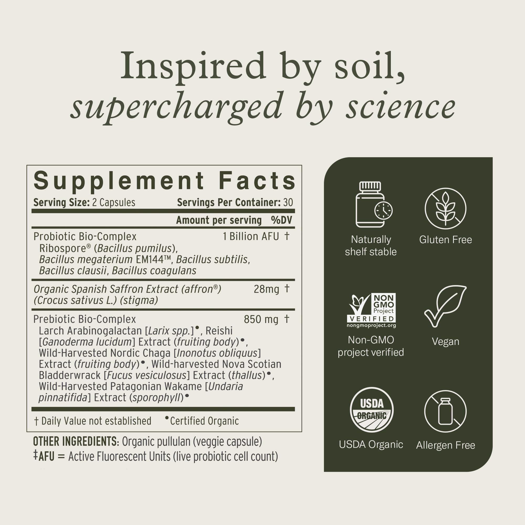 Enviromedica Terraflora Deep Zen Synbiotic features saffron and prebiotics for potential mood and digestive balance.