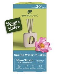Enviroscent mango wood stand closeup with fragrance sticks for a pet-friendly room scent.
