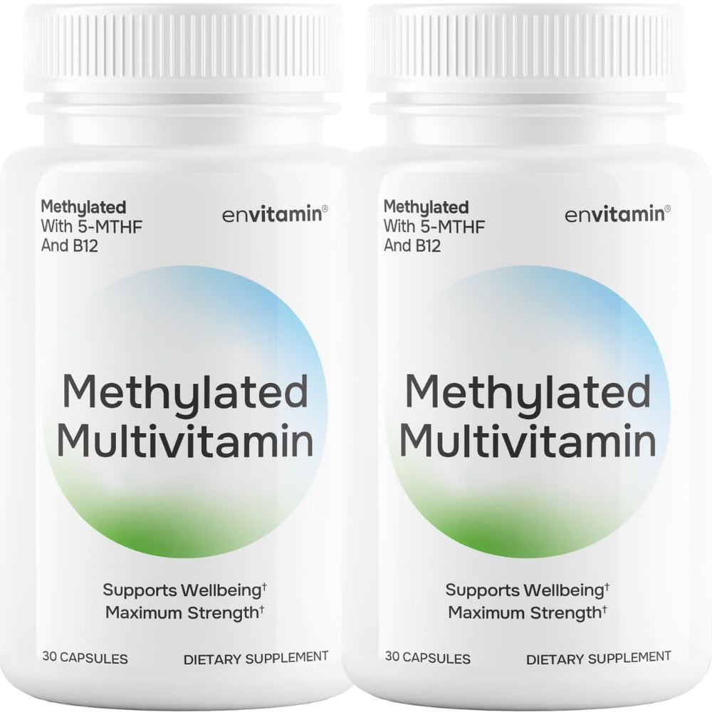 envitamin methylated multivitamin bottle label highlights daily essential nutrients