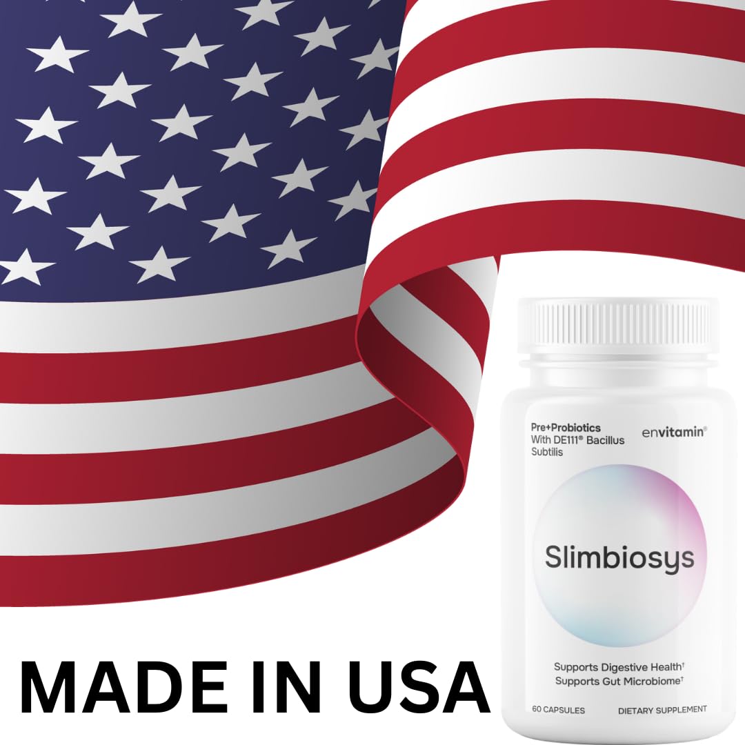 Envitamin Slimbiosys Ultra Probiotic capsules for a convenient daily dose.