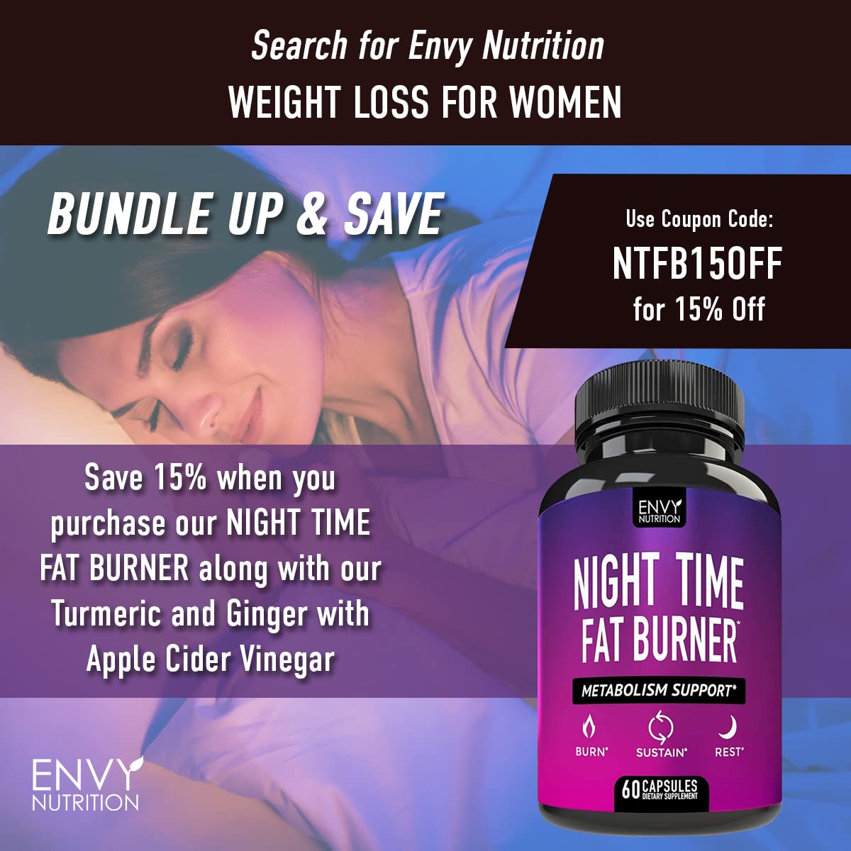 Envy Nutrition immune-support capsules with turmeric-ginger, antioxidant-rich formula.