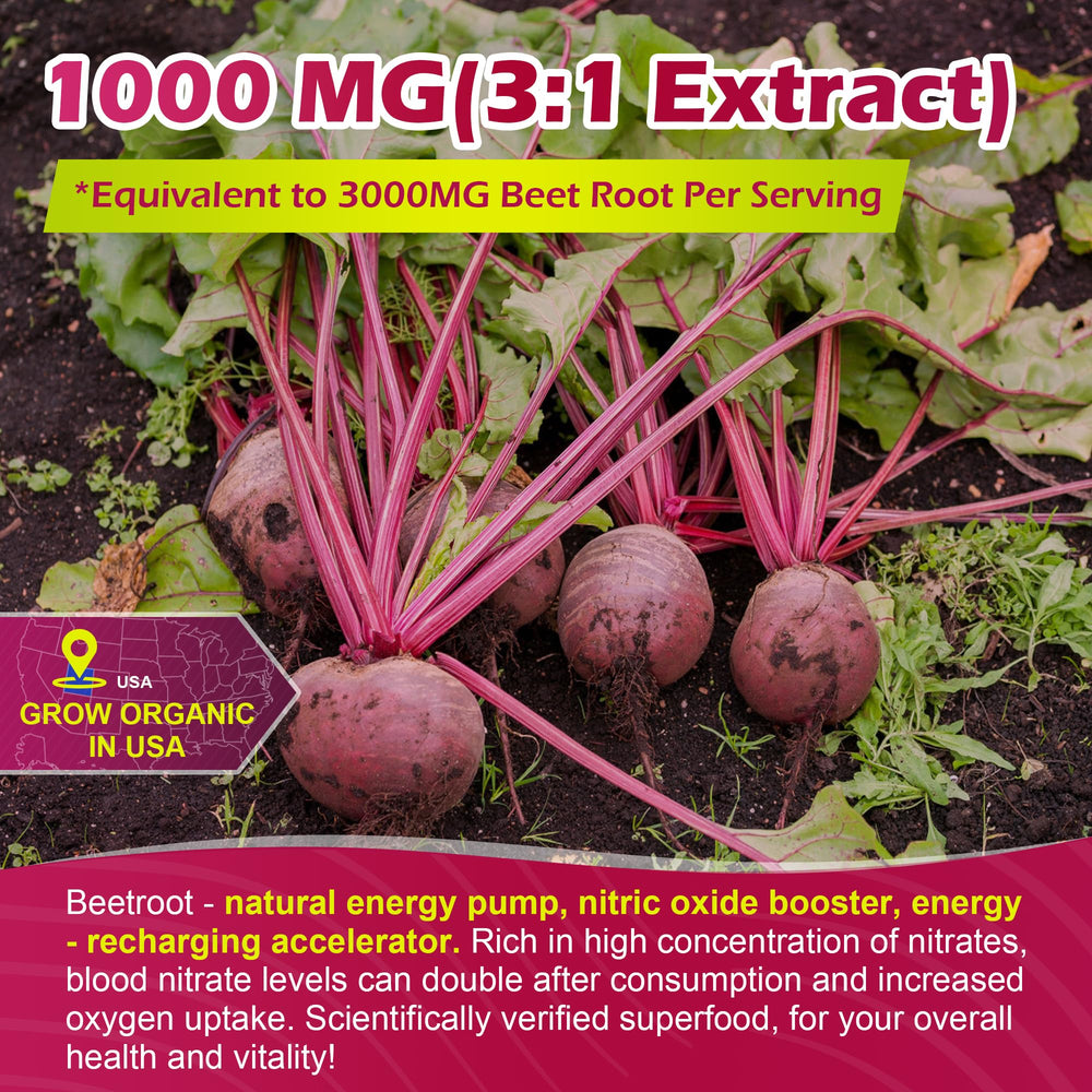 Label detail showing organic beetroot and nitric oxide ingredients.