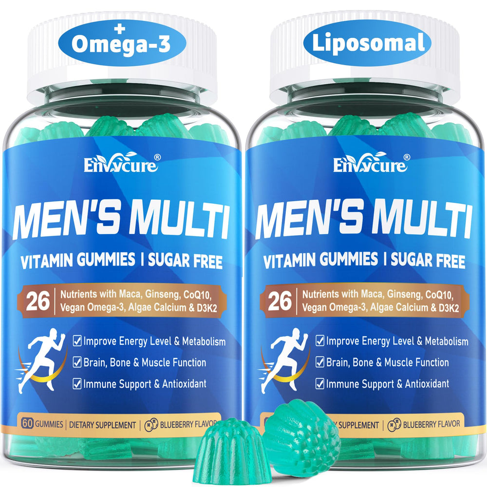 EnvyCure liposomal men's multivitamin bottle highlighting enhanced absorption