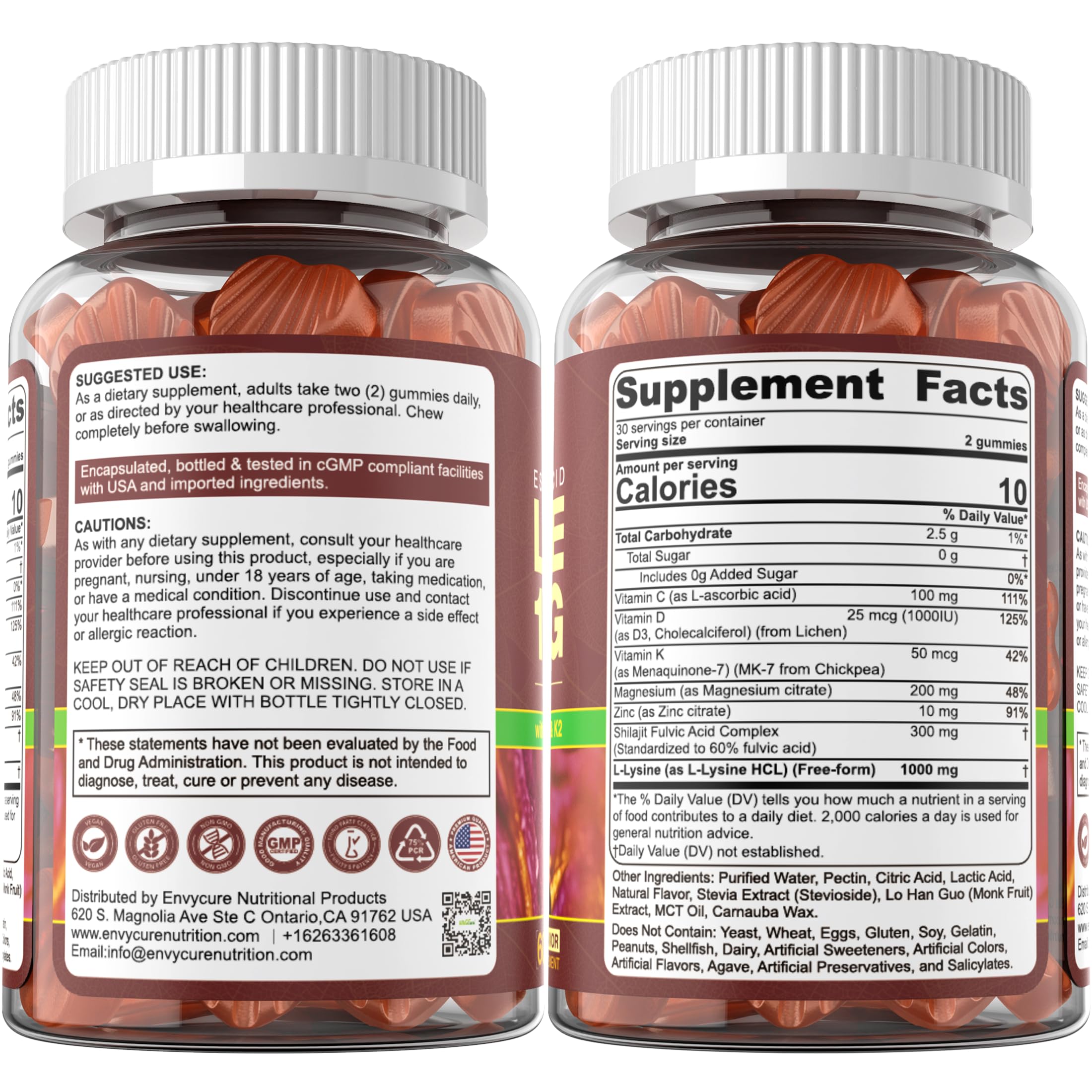 EnvyCure L-Lysine Gummies family-use bottle supports shared wellness routines