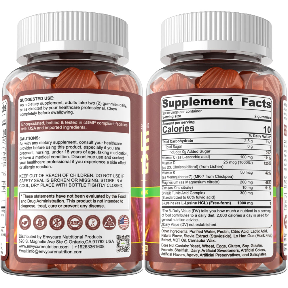 EnvyCure L-Lysine Gummies family-use bottle supports shared wellness routines