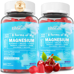 EnvyCure Magnesium Complex Gummies bottle foreground for daily calm and balanced energy.