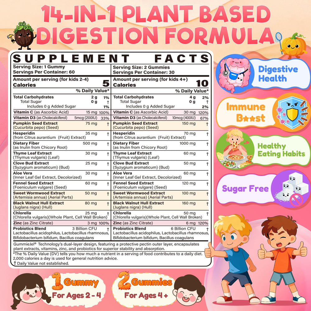 Toddler 2-4 dosage visual for gentle digestion.