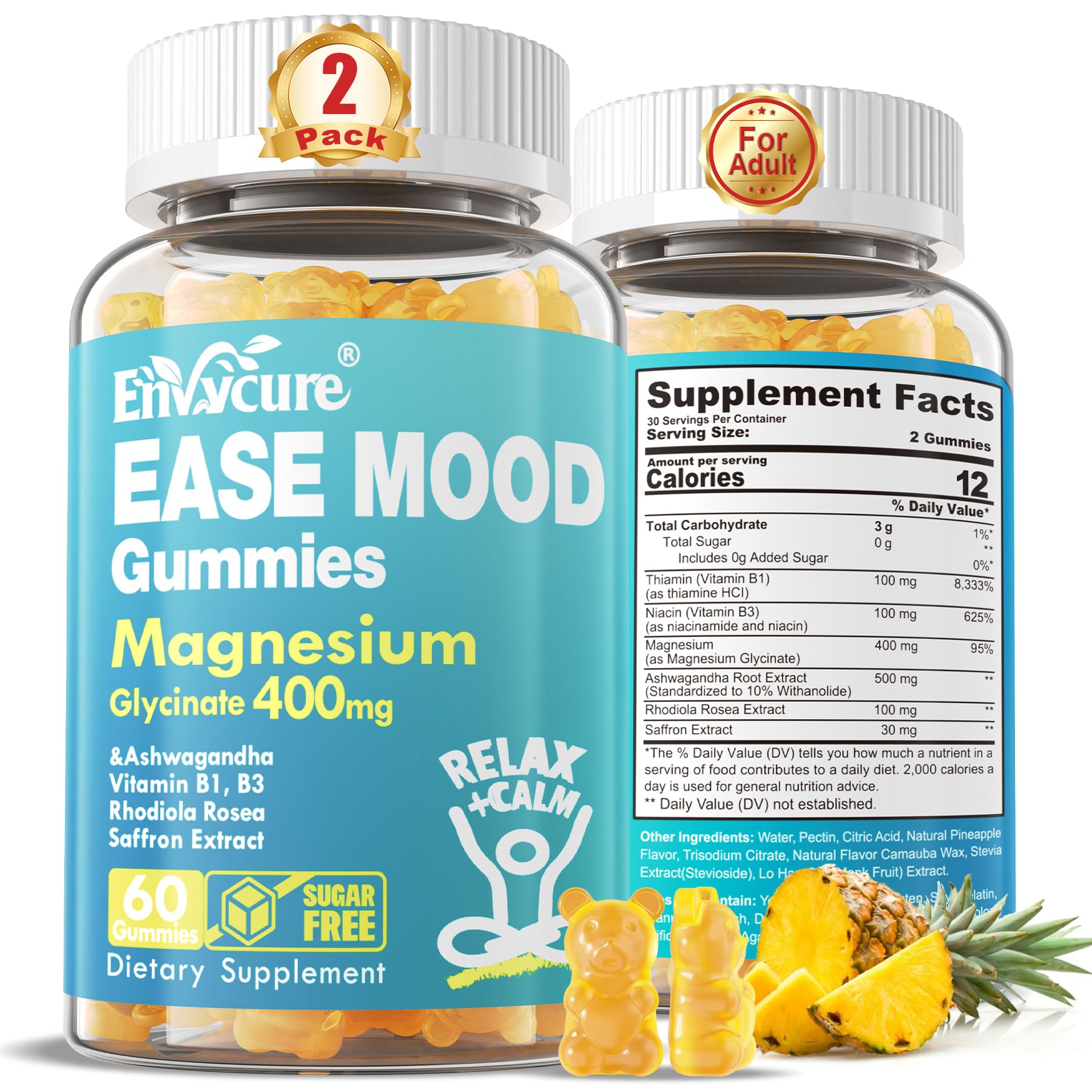 EnvyCure sugarfree magnesium glycinate bottle front for calm support