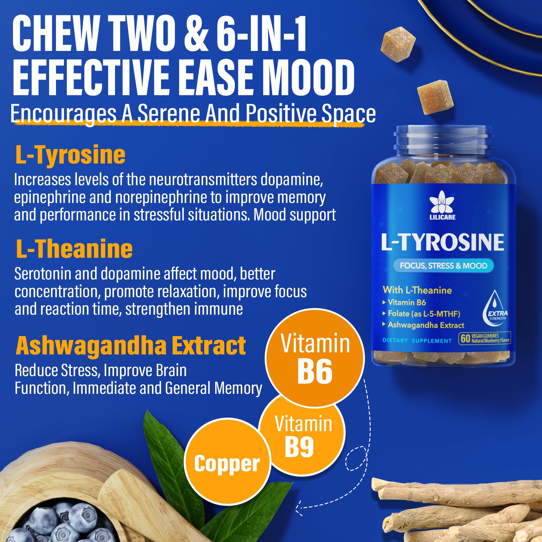 EnvyDeal L Tyrosine Gummies energy bottle hints sustained daytime energy