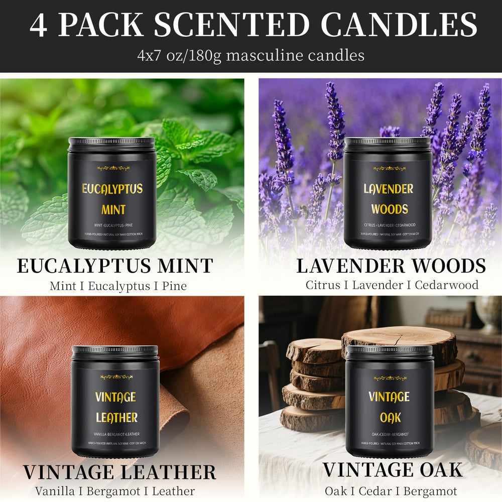 Enwhisco leather oak scent candle evokes warm, masculine ambiance.