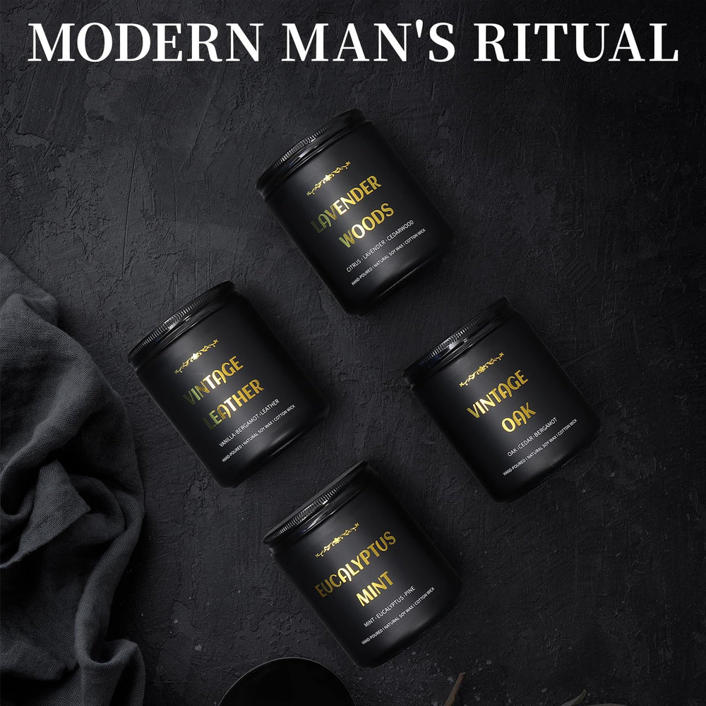 Enwhisco masculine candle set makes a thoughtful gift for him.