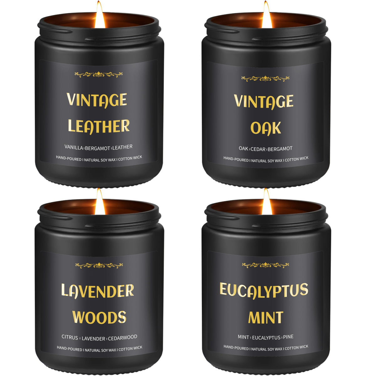 Enwhisco scented candles for men pack cover with premium masculine aroma.