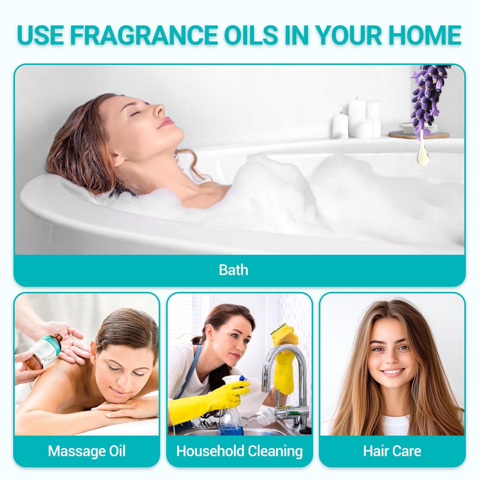 ENYORLI lavender oil used in hair care for softness and fragrance.