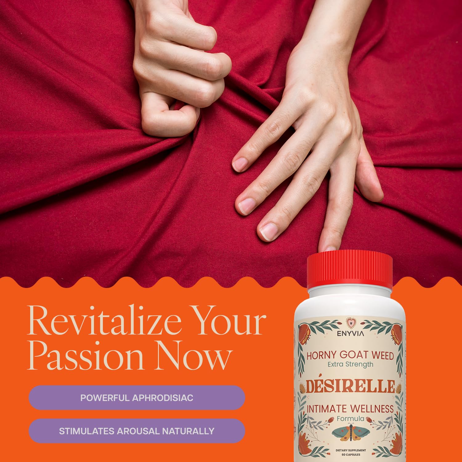 Enyvia Libido Booster label back provides ingredient highlights and third-party testing note