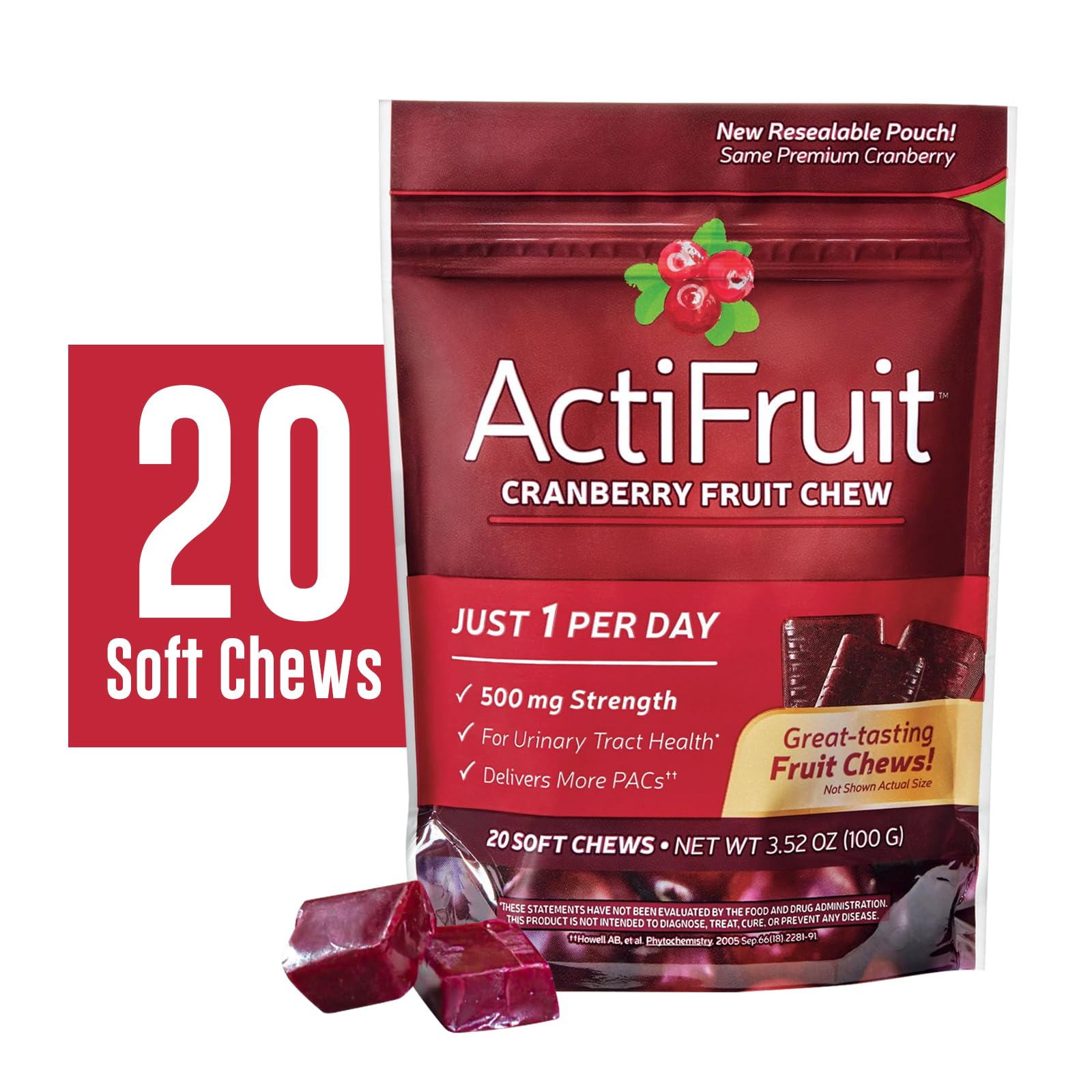 ActiFruit 20 soft chews close-up showing chewy texture for daily use