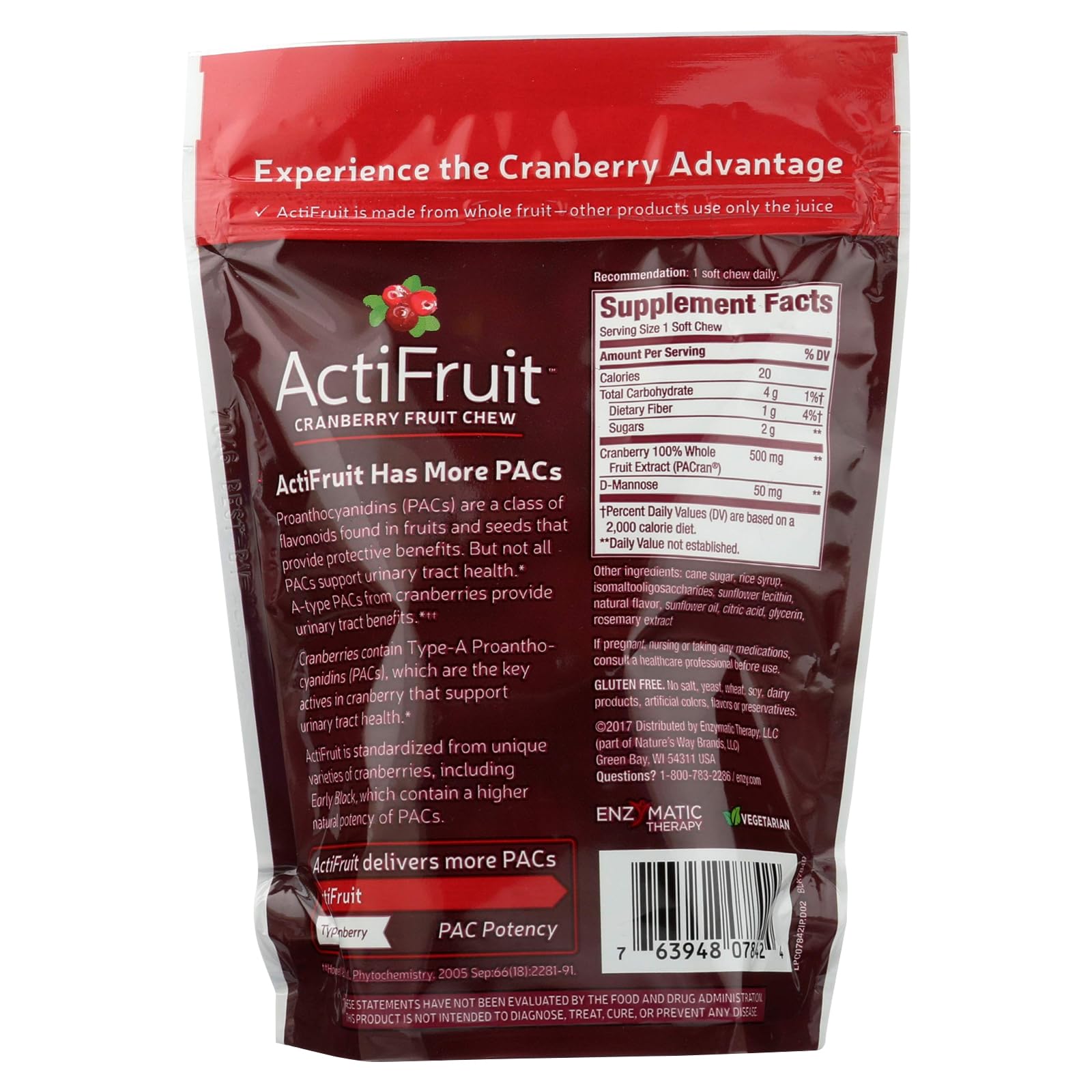 ActiFruit cranberry ingredient emphasis on whole cranberry nutrients