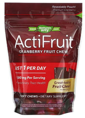 Enzymatic Therapy ActiFruit Cranberry Soft Chews bottle for daily urinary health support.