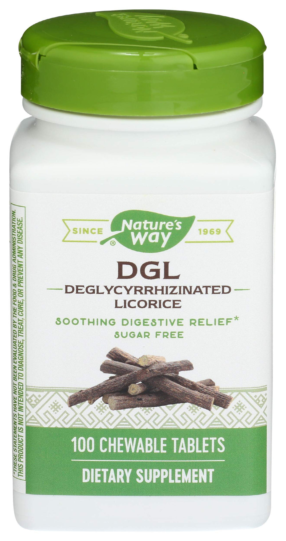 Enzymatic Therapy DGL chewable tablets bottle offers convenient on-the-go digestive support.