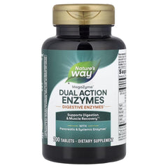 Enzymatic Therapy Mega-zyme bottle closeup showing daily digestive support.