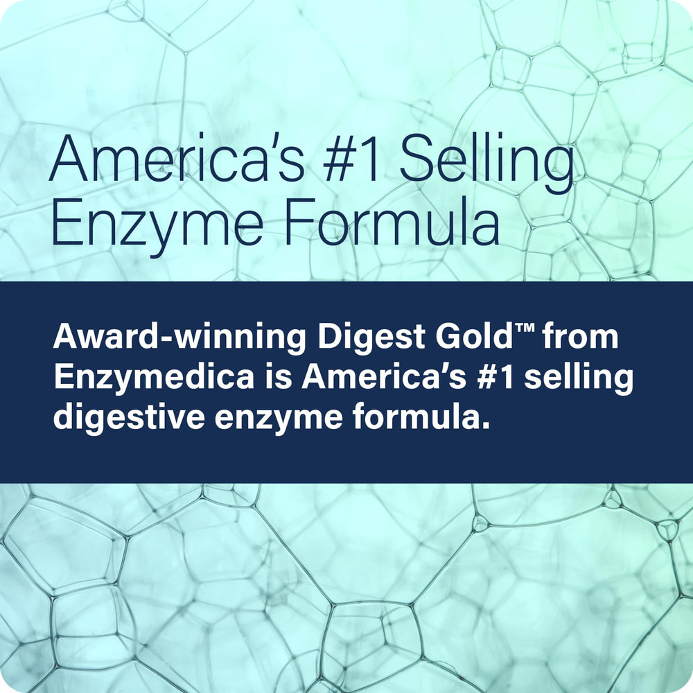 Enzyme Science Digest Gold label nutrition – shows 13 enzyme types and vegan status.