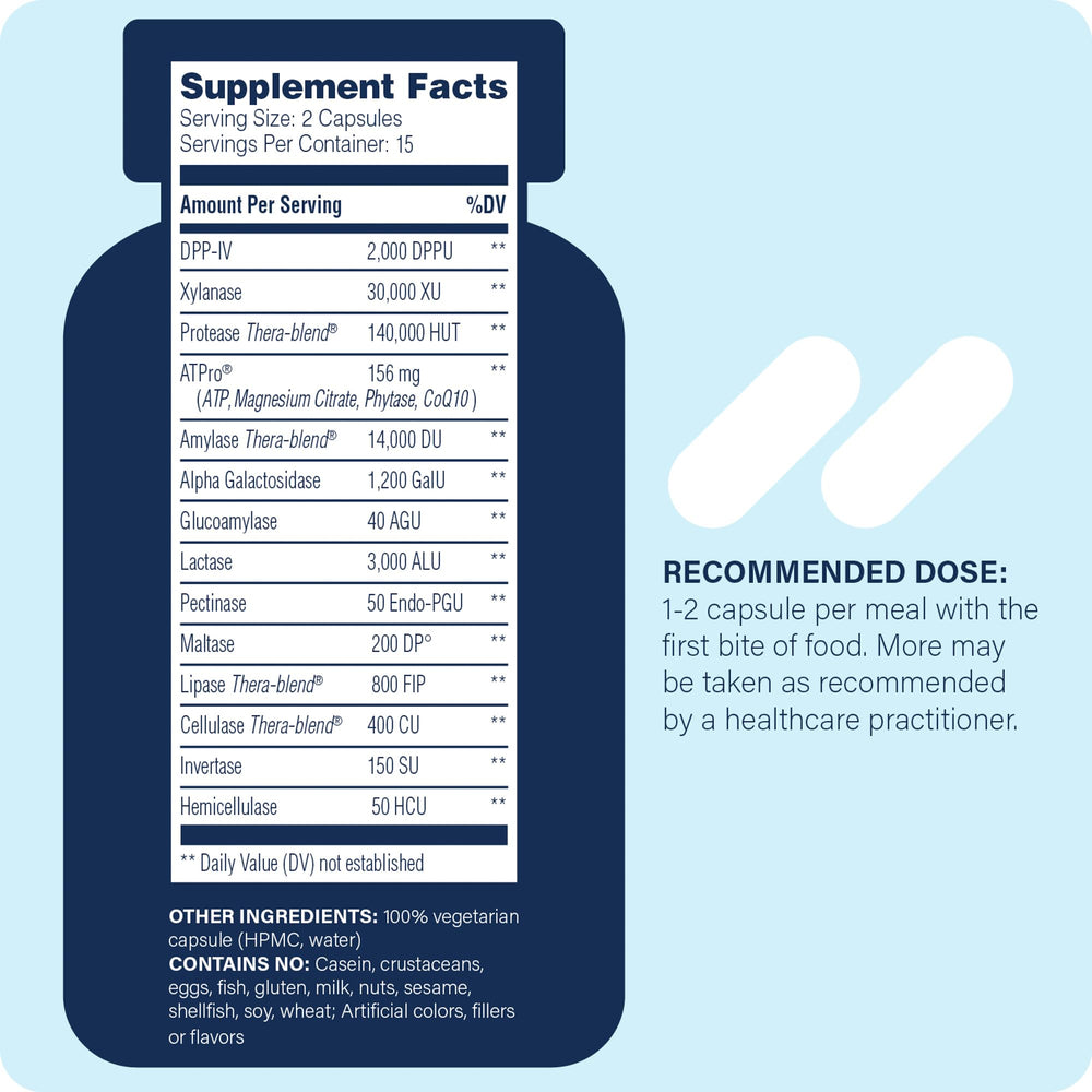 Close-up of Intolerance Complex capsules highlighting high-potency digestive blend for sensitivities.
