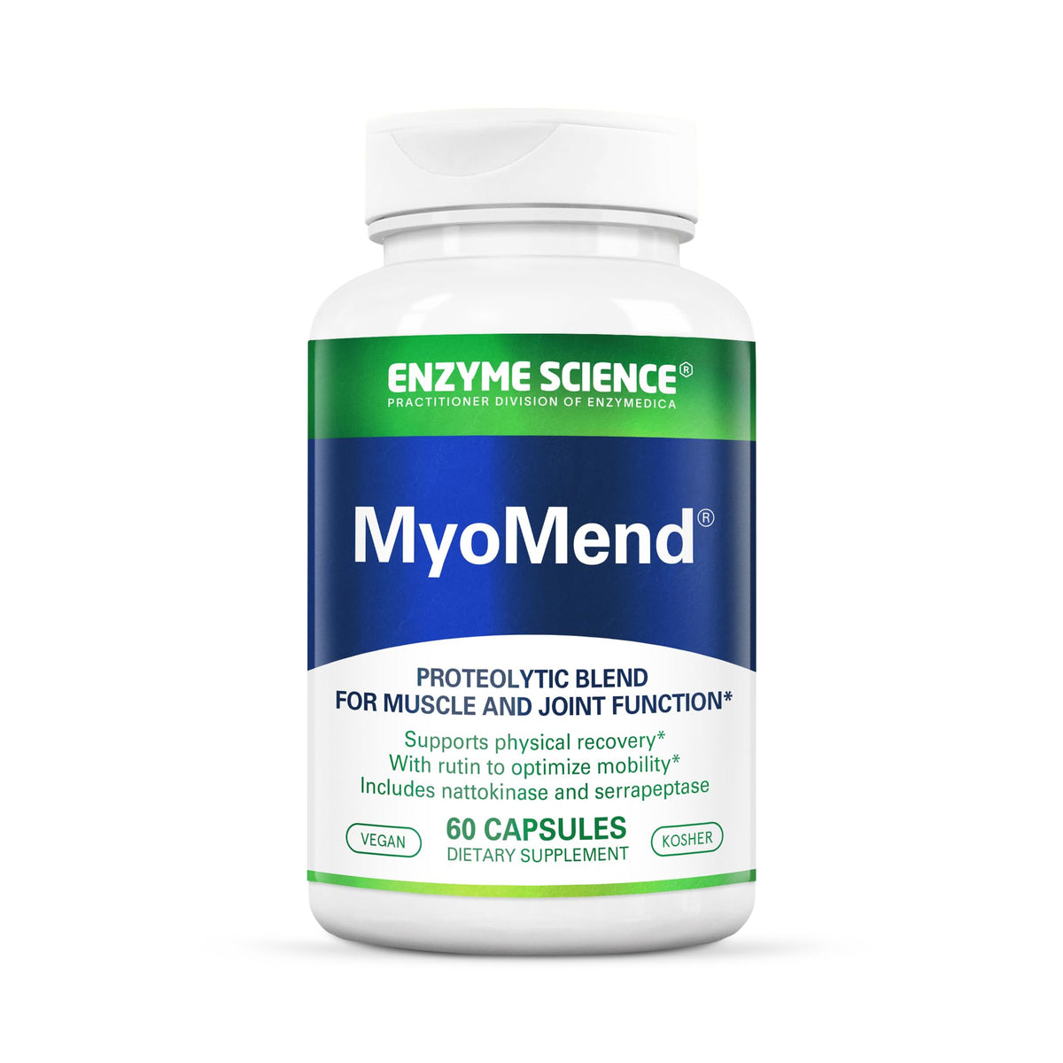 Enzyme Science Myomend bottle and capsules for muscle support after exercise