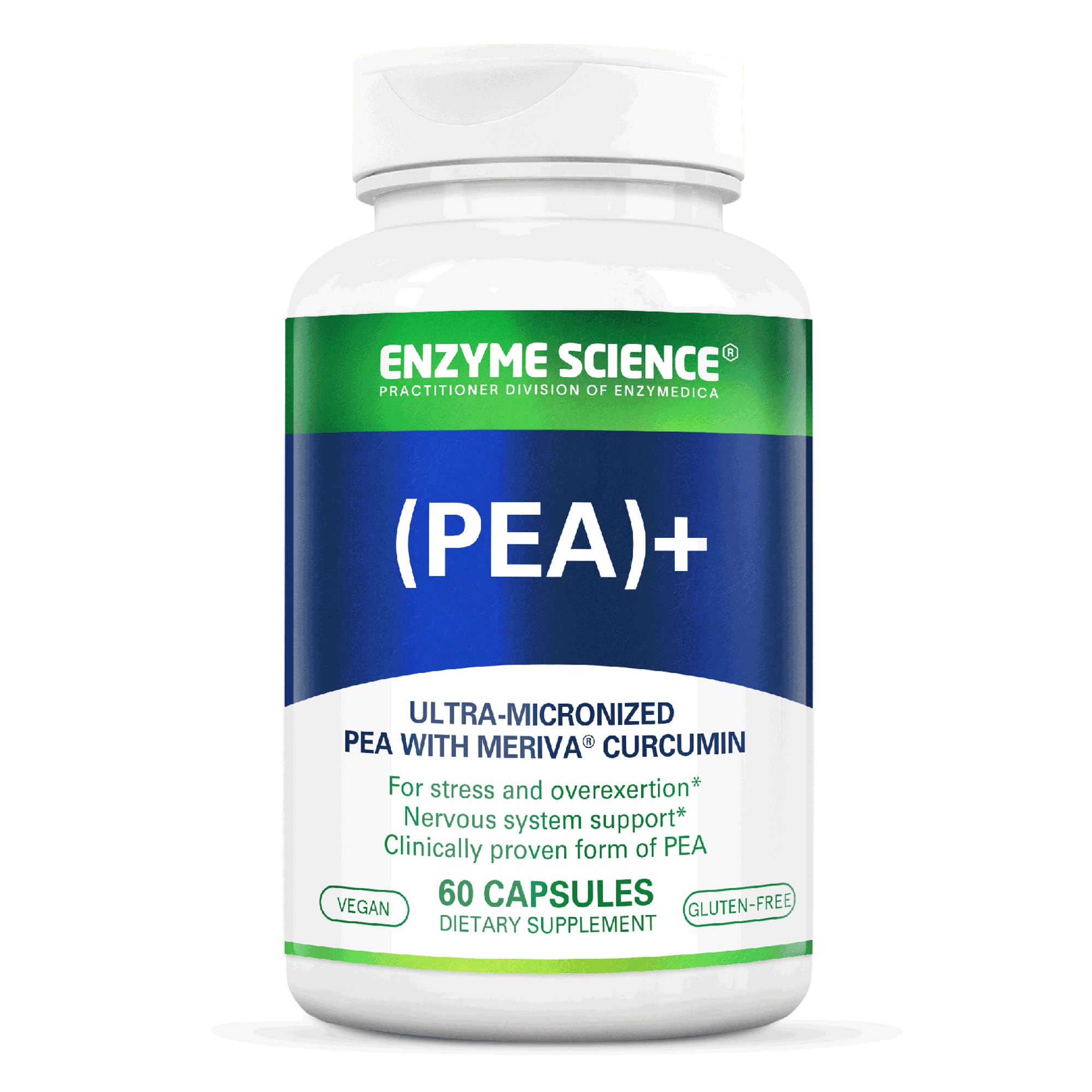 Enzyme Science PEA+ pea turmeric capsules bottle supports overall wellness.