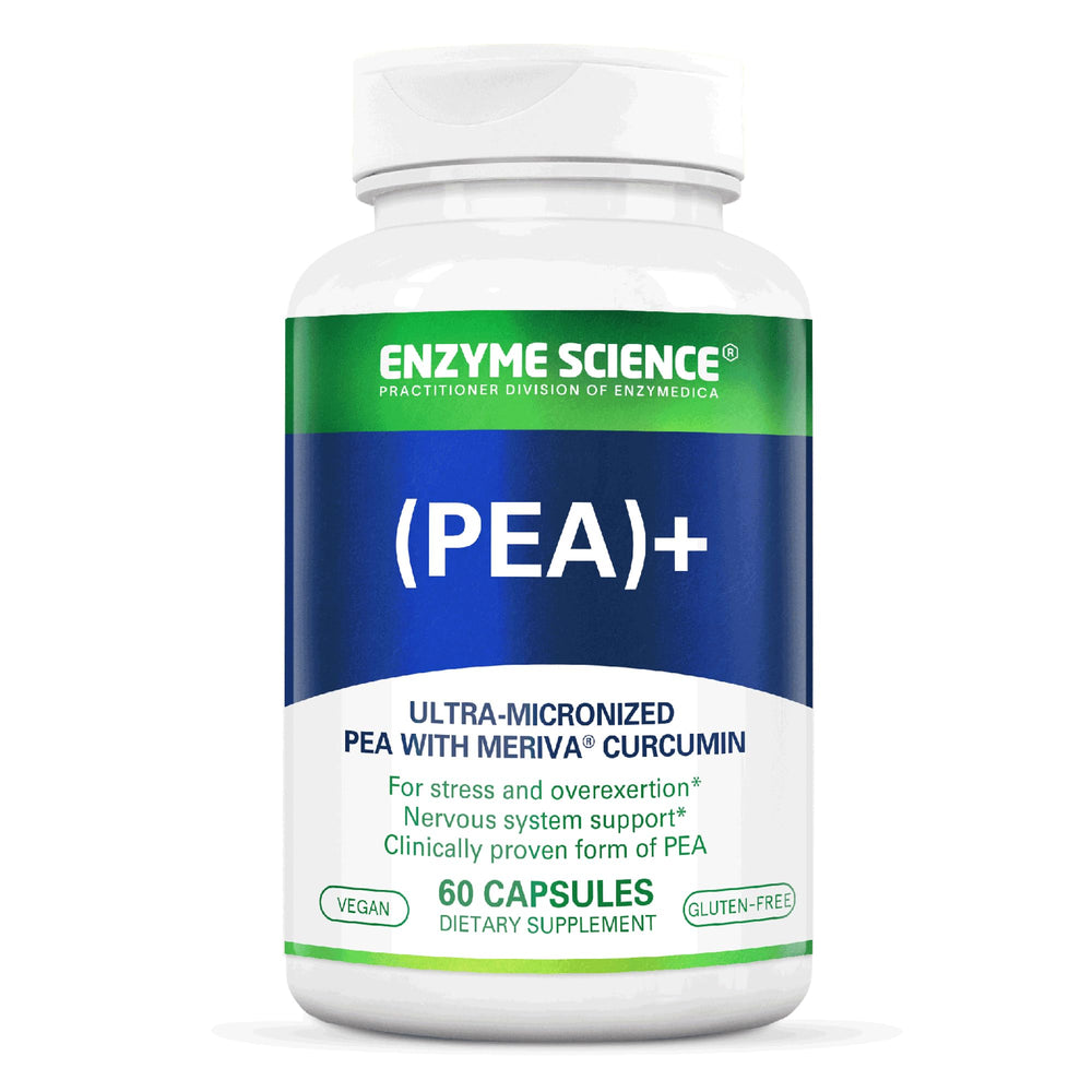 Enzyme Science PEA+ pea turmeric capsules bottle supports overall wellness.