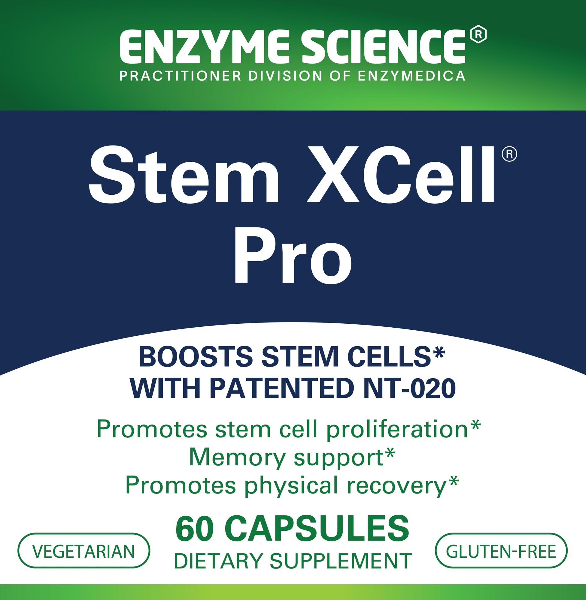 Enzyme Science Stem XCell Pro capsules close-up highlighting smooth texture for convenient daily use.