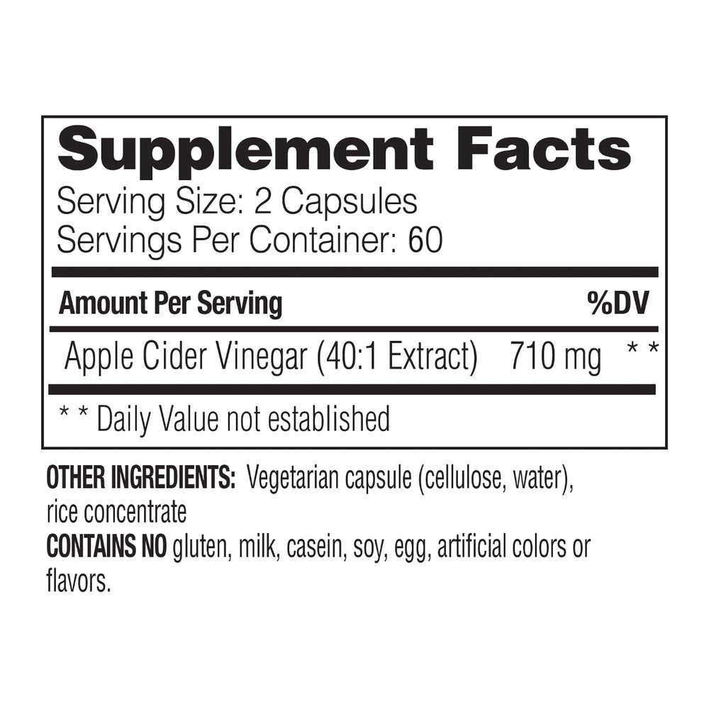 Enzymedica Apple Cider Vinegar capsules for convenient daily supplementation.