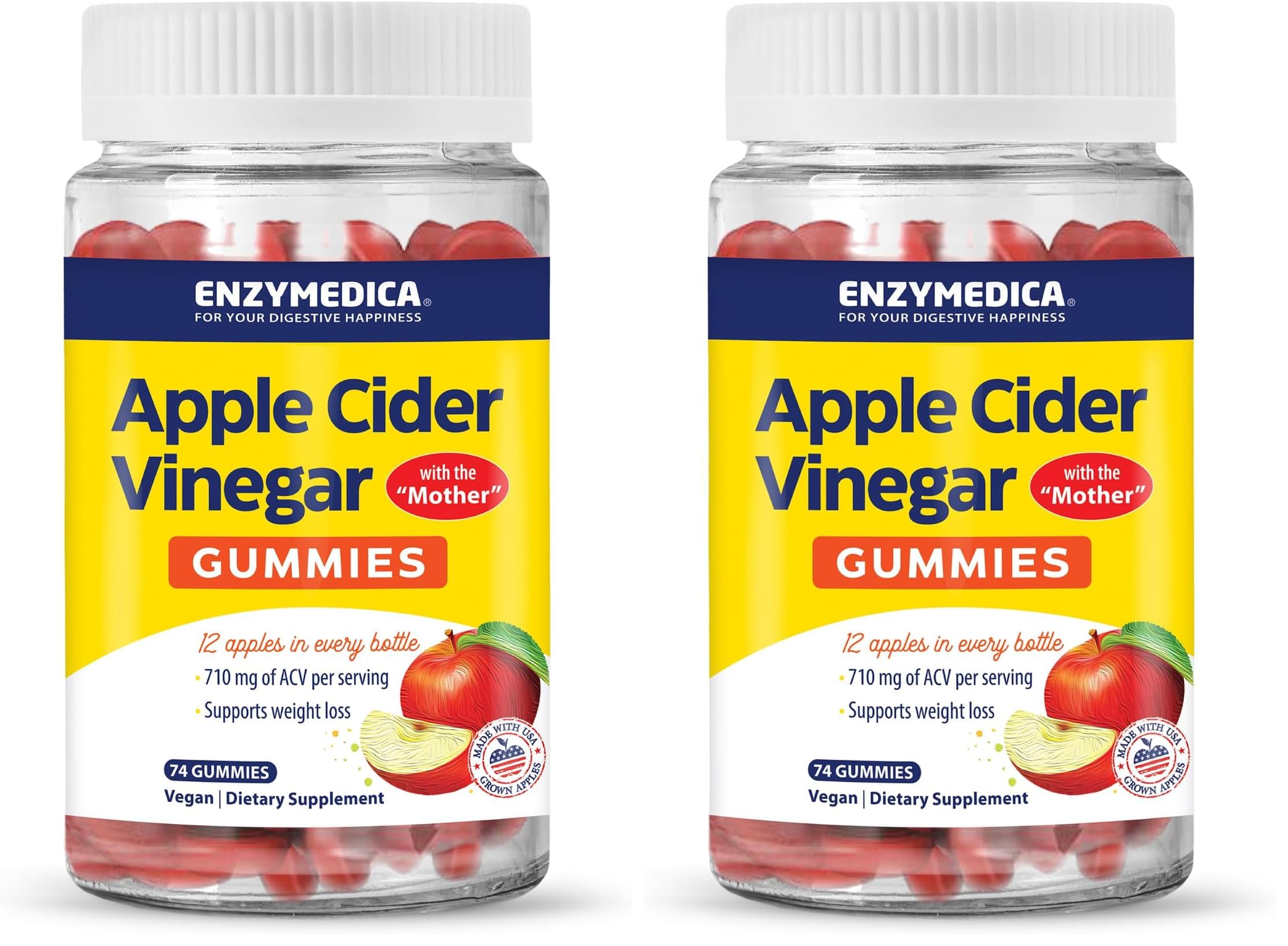 Enzymedica Apple Cider Vinegar Gummies bottle shows tasty, convenient daily use