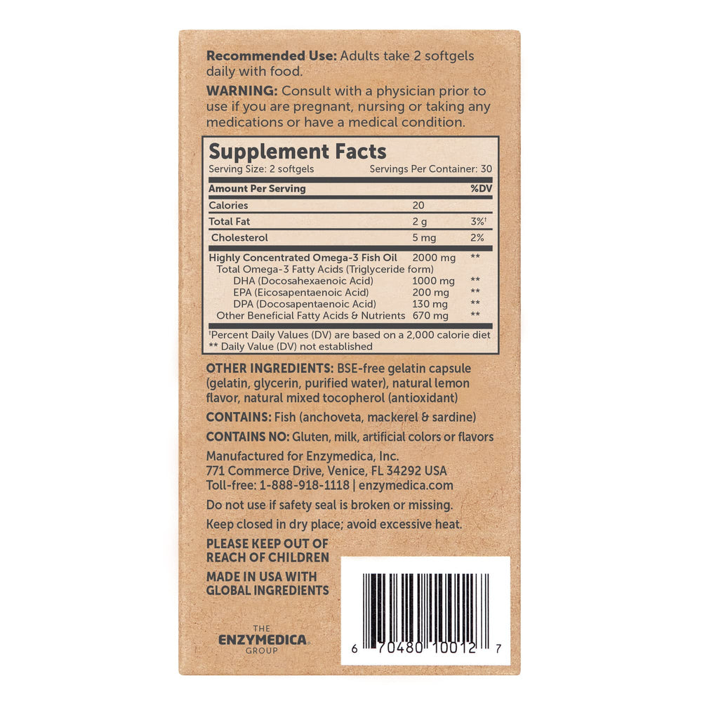 Enzymedica Aqua Biome lemon-coated softgels with smooth taste and no fishy aftertaste.