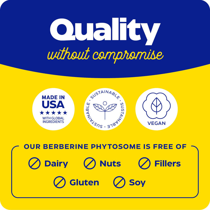 Enzymedica Berberine Phytosome bottle label close-up, focusing on ingredients and phytosome tech.