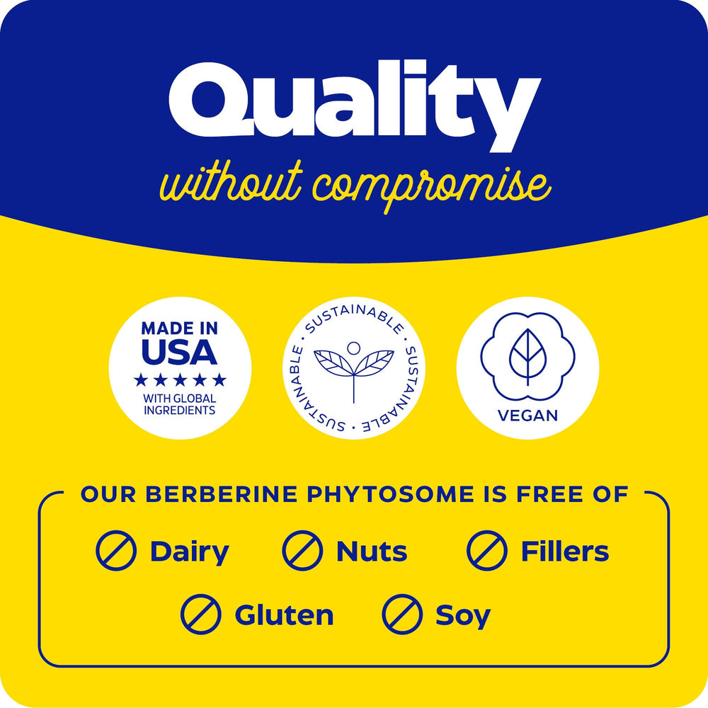 Enzymedica Berberine Phytosome bottle label close-up, focusing on ingredients and phytosome tech.