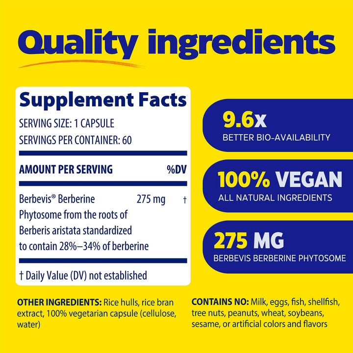Enzymedica Berberine Phytosome capsules close-up, emphasizing vegan dietary supplement benefits.