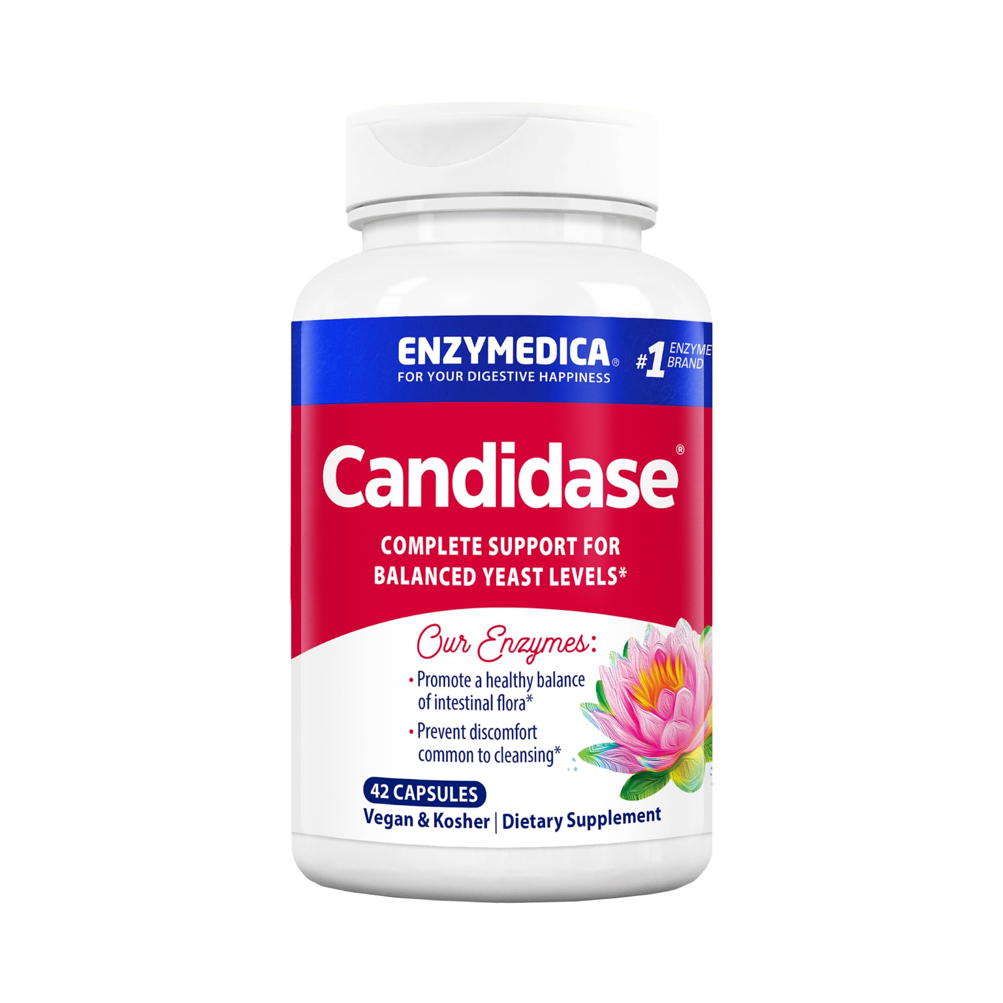 Enzymedica Candidase bottle front shows digestive enzyme support for gentle cleansing.