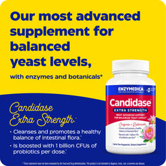 Enzymedica Candidase capsules ready for daily digestive balance in the bottle.