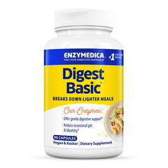 Enzymedica Digest Basic bottle label signals vegan-friendly digestive support.