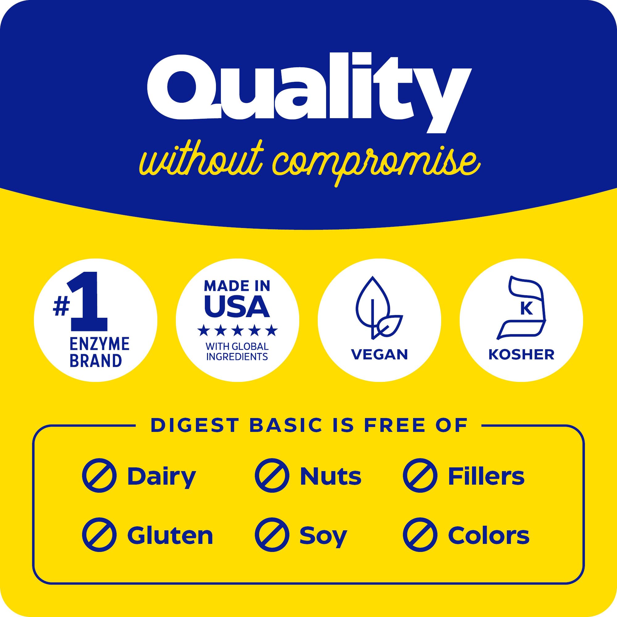 Enzymedica Digest Basic kosher certification symbol highlights inclusive dietary options.