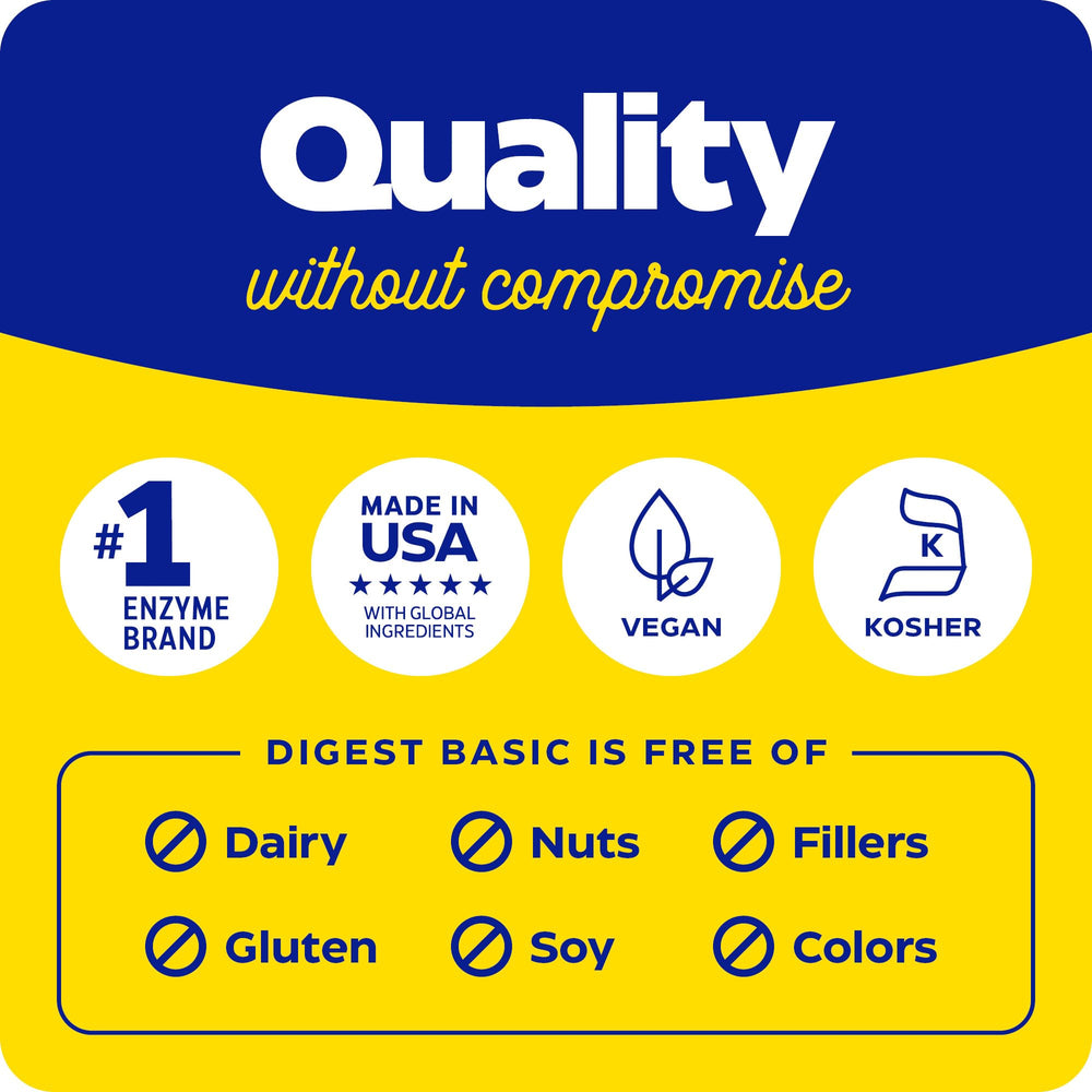 Enzymedica Digest Basic kosher certification symbol highlights inclusive dietary options.
