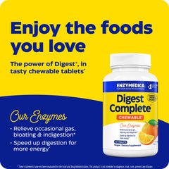 Enzymedica Digest Chewable tablets in hand suggest on-the-go support
