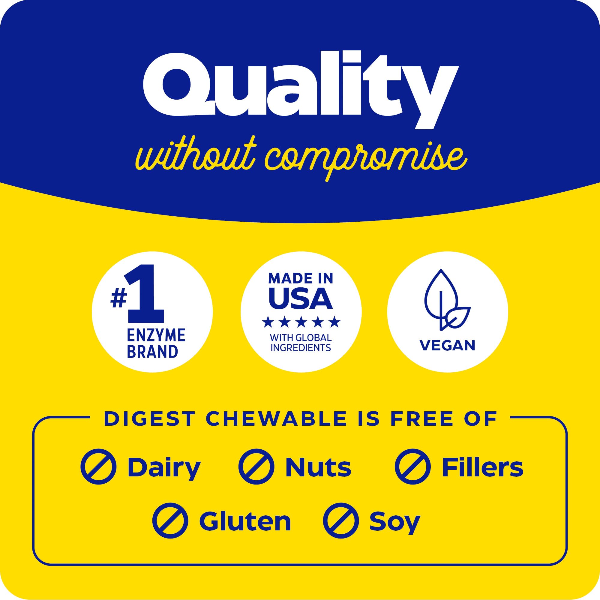 Enzymedica Digest Chewable vegan gluten-free badge highlights clean label