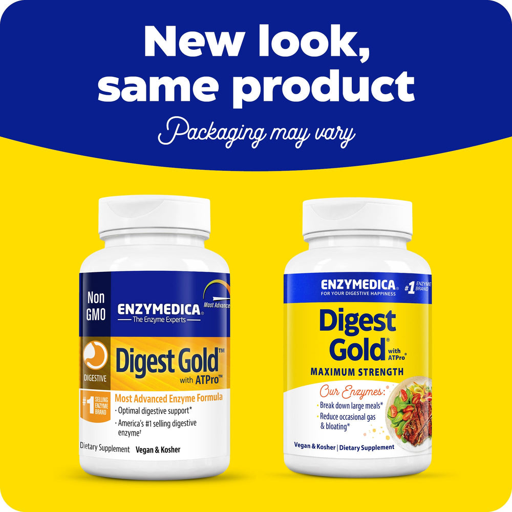 Enzymedica Digest Gold ATPro capsules closeup highlighting capsule form for meal support.