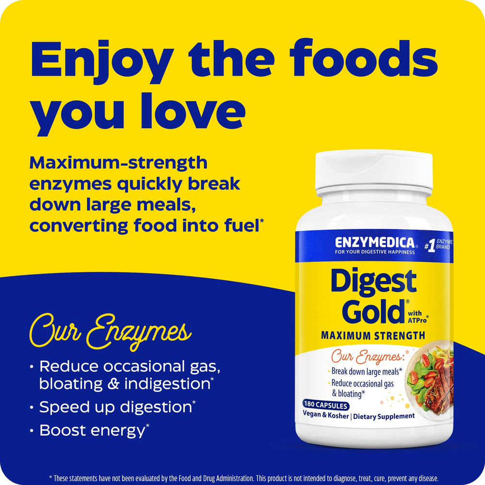 Digest Gold + ATPro label emphasizes Thera-blend digestive enzymes.