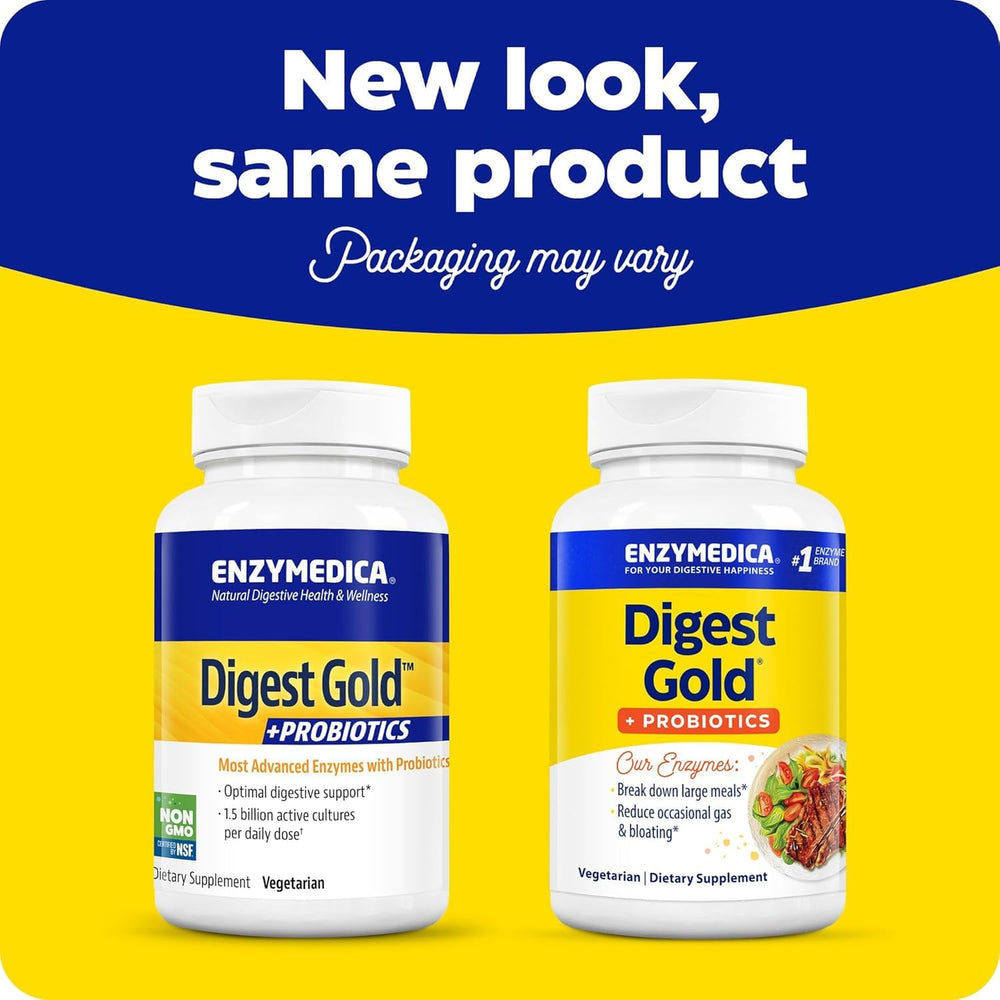 Digest Gold capsules close-up by Enzymedica, compact and easy to swallow.