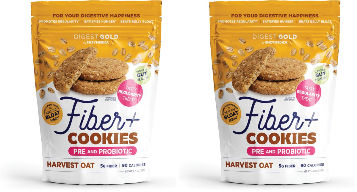 Enzymedica Digest Gold Fiber Cookies Harvest Oat front package view for daily fiber