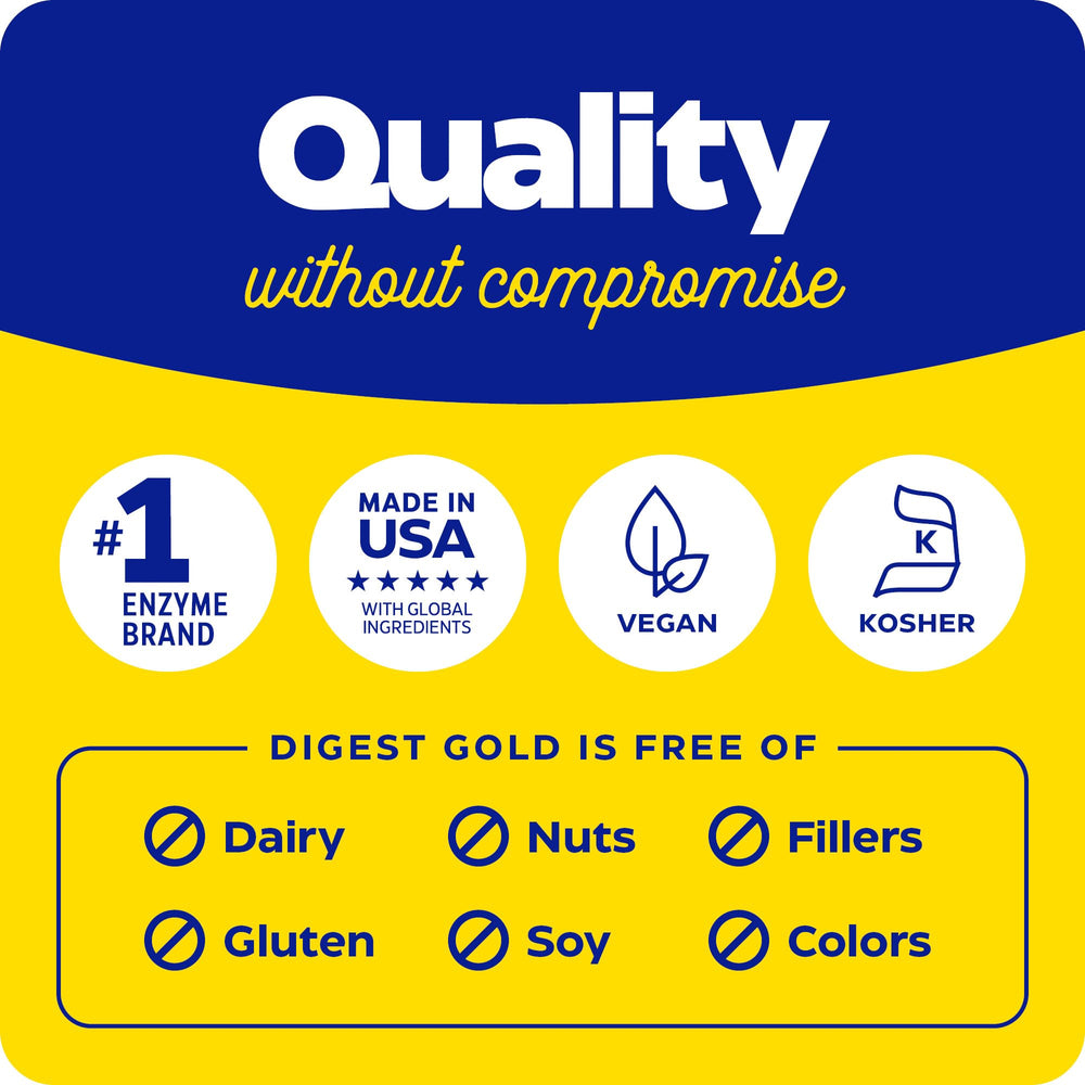 Enzymedica Digest Gold packaging emphasizes vegan and clean ingredients